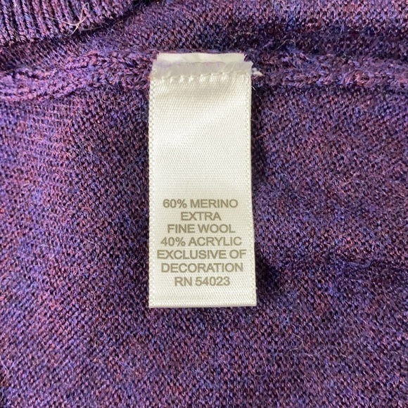 BANANA REPUBLIC Plum Extra Fine Merino Wool Cardigan - Picture 6 of 9